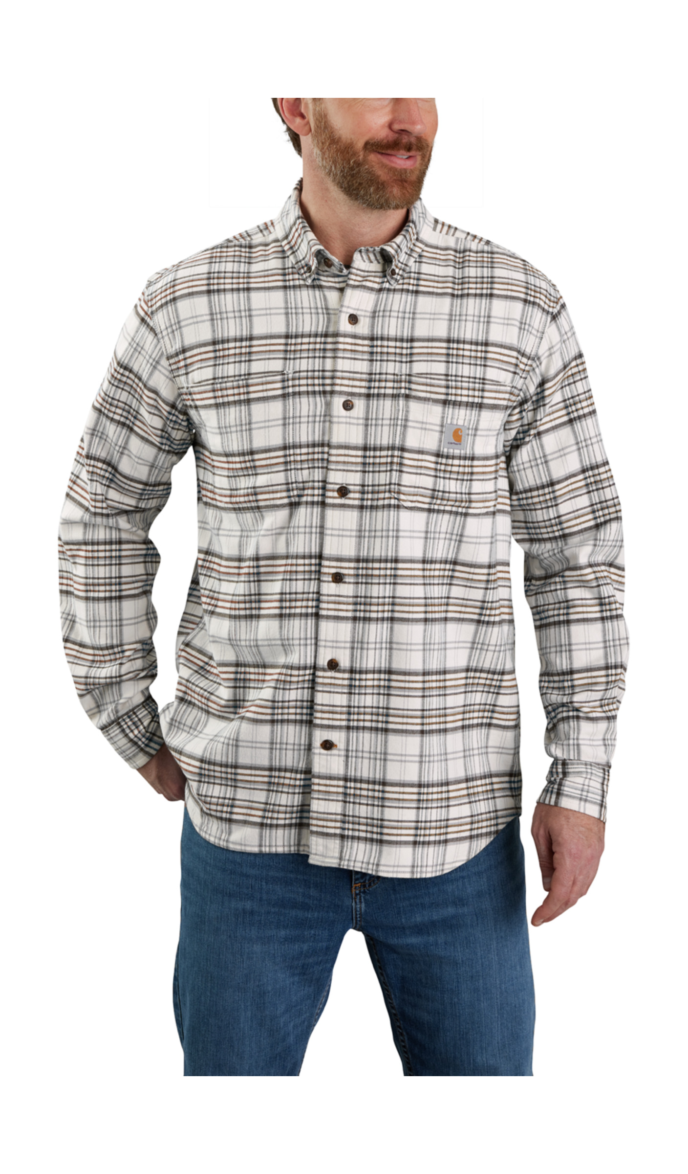 Carhartt Midweight Flannel L/S Plaid Shirt - Malt - S