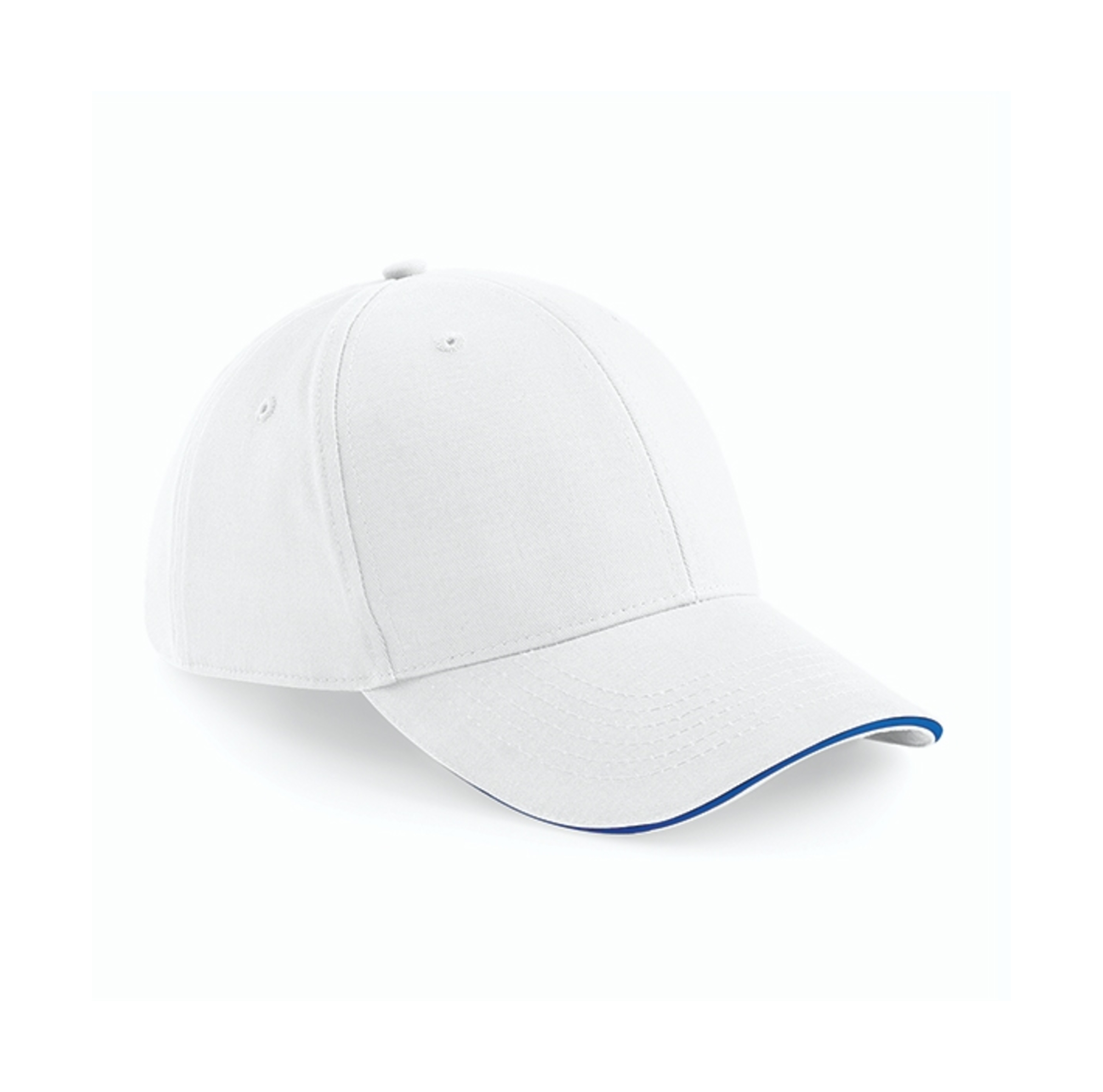 Beechfield Athleisure 6 Panel Cap - White/Bright Royal - One Size